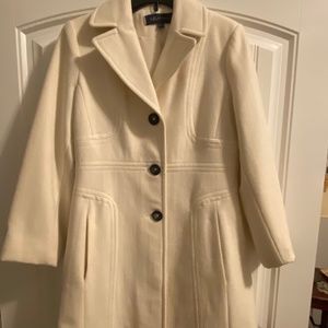 Anne Klein White Wool Winter Coat